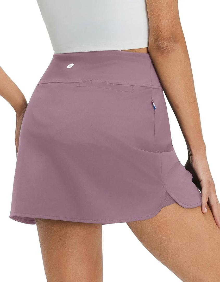 M MAELREG Womens Tennis Skirt High Waisted Athletic Mini Lined A Line Skort with 3 Pockets Nylon Stretchy Workout Golf Skirt (Purple, XL)