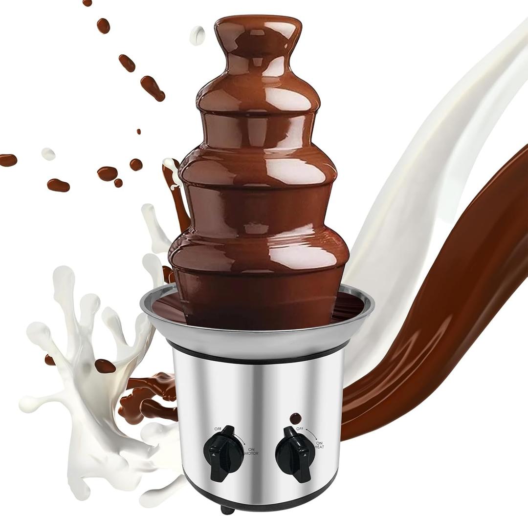 Chocolate Fountain Machine Electric Chocolate Fondue Fountain Machine 4 Tier Stainless Steel 4-Pound Capacity for Chocolate, Butter, Cheese