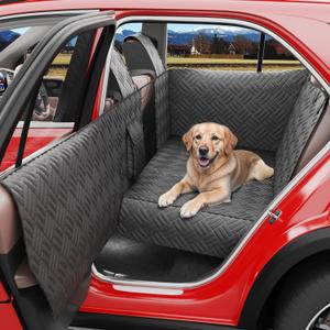 Wexyldra Dog Car Seat Cover for Back Seat- Heavy Duty Waterproof- Hard Bottom Backseat Extender Fits Sedan SUV & Small Truck, Full Coverage for Doors, Rear Seats & Front Headrests