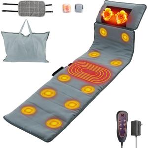 Full Body Massage Mat with Heat, Back Massage Pad with Detachable Neck Massager, with 10 Vibration Motors, Multifunctional Body Massager Gift for Mom Women Men Dad