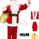 Boys Santa Suit Santa Claus Costume for Kids Christmas Santa outfit for Kids Velvet Santa Costume for Boys (Large, Red)
