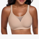 Wireless Bras for Women No Underwire Full Coverage Seamless Jelly Bralette Breathable Mesh T-Shirt Bra, Medium