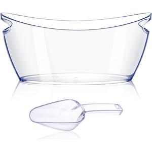 Ice Bucket for Parties 5.5 Liter Large Clear Champagne Beer Tub Mimosa Bar Supplies Kit Acrylic Plastic Wine Beverage Bucket with Scoop for Cocktail Bar