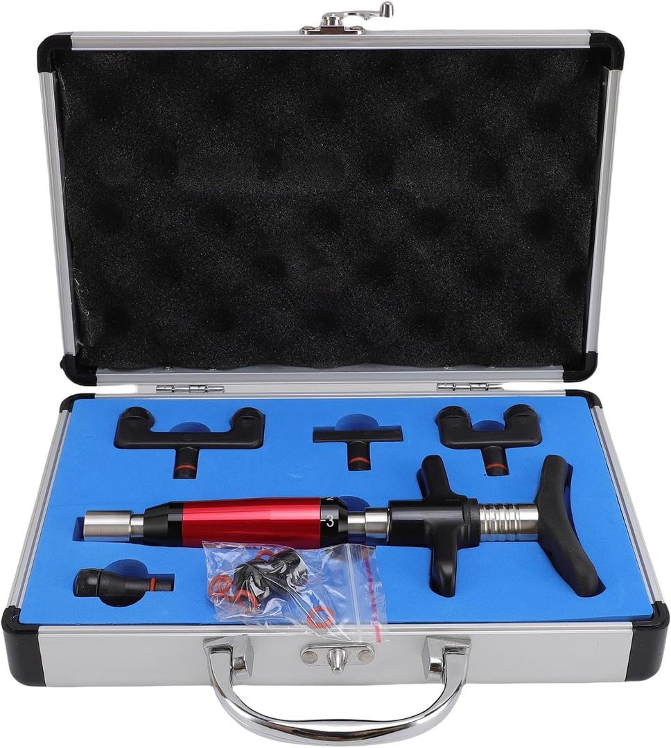 TARSHYRY Manual Chiropractic Adjusting Tool 6 Strength,Handheld Spine Correction Tool and Back & Neck Massager with Aluminum Case with 4 Head