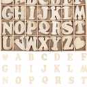 PandaHall 112pcs 1.5 Inch Wooden Letters A~Z Heart Set- Small Wooden Capital Letters with Storage Tray - Wooden Alphabet Craft Letters Smooth Natural Wooden for Arts Crafts DIY Wedding Display Decor