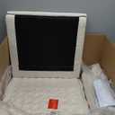 Karl home Mid Century Modern Accent Chair with Lumbar Pillow & Oak Arms  Plush Chenille Living Room Chair for Bedroom, Lounge (Creamy)