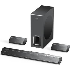 Hiwill 5.1ch Dolby Sound Bar for Smart TV, Surround Sound System for TV, Home Theater Soundbar with Wired Subwoofer, 2 Wired Surround Speakers, 12-level Adjustable Bass and Treble, BT/HDMI ARC/Opt/AUX Hiwill 5.1ch Dolby Sound Bar for Smart TV, Surround Sound System for TV, Home Theater Soundbar with Wired Subwoofer, 2 Wired Surround Speakers, 12-level Adjustable Bass and Treble, BT/HDMI ARC/Opt/AUX