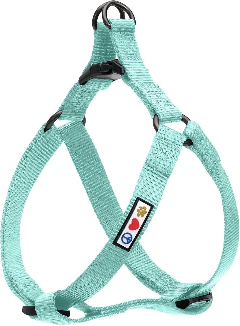 Pawtitas Step-in Dog Harness Solid Color Vest for Training & Walking, Puppy & Extra Small Dog Teal (Teal Powder Blue), XS