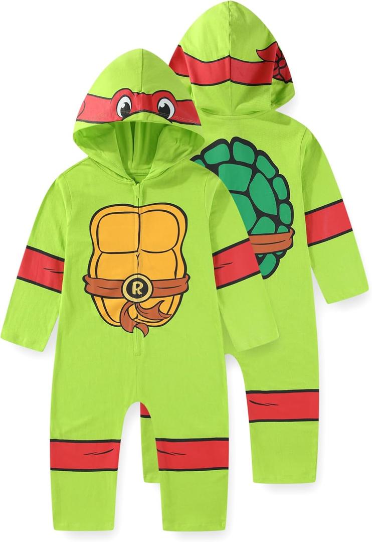Nickelodeon Teenage Mutant Ninja Turtles Raphael Boys Cosplay Hooded Coverall for Toddler and Big Kids (2T)