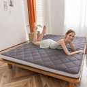 MAXYOYO Japanese Floor Futon Mattress Queen Size, Floor Mattress for Adults Queen Bed, Roll Up Folding Floor Bed, Diamond Patterned Japanese Futon, Dark Grey