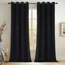 Joydeco Black 100% Blackout Curtains 84 Inch 2 Panels, Luxury Thermal Insulated Black Velvet Curtains for Bedroom Living Room, Soundproof Blackout Window Drapes, Grommet Top (52W x 84L)
