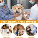 Inflatable Dog Cone Collar with Detachable Transparent Shield, Adjustable Dog Donut Collar to Stop Licking After Surgery.Soft Dogs Cone Alternative for Small Medium Large Dogs(Neck 12-15 inch) (Gray)