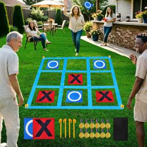 Nattork Outdoor Giant Tic Tac Toe Game for Kids Adult Family, Large Outside Lawn Yard Backyard Carnival Field Day Game, Birthday Party Family Reunion Games Playground