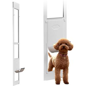VEVOR Dog Door for Sliding Glass Door, 91 to 96 in Adjustable Height, Aluminum Alloy Frame with Metal Rotating Hinges, Lock Design, 8 1/4 x 12 1/4 in Flap, Sliding Glass Pet Door for Renters
