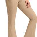 G Gradual Fleece Lined Leggings for Women No Front Seam High Waist Thermal Flare Pants with Pockets for Winter, Hiking, Yoga (Medium, Khaki)