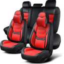 Car Seat Covers Full Set, Breathable Leather Automotive Front and Rear Seat Covers & Headrest for Reduce The Driving Fatigue, Compatible with Most Vehicles, Cars (Black&Red, Front Pair and Rear)