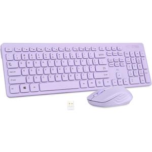 Wireless Keyboard and Mouse Combo - Rii Standard Office PC Keyboard and Optical Wireless Mice (Purple)