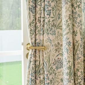 Floral Farmhouse Curtains Semi-Blackout Living Room Drapes 96 Inch Length Cotton Linen Blend Bohemian Window Curtain Panels White Bedroom Drapes, 1 Panel (Back Tab, 55" W x 96" L)