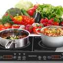 Double Induction Cooktop,1500W/1800W Portable Electric Stove,2 Large 8 Heating Coils,Independent Control,8/10 Temperature & Power Levels,3-hour Timer, Safety Lock