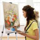 Art Painting Display Easel Stand - Portable Adjustable Aluminum Metal Tripod Artist Easel with Bag, Height from 17" to 66", Extra Sturdy for Table-Top/Floor Painting, Drawing, and Displaying, Silver