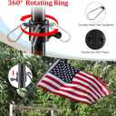 Flag Pole Holder for Outside House - 5ft Tangle Free Porch Flag Pole Kit with Mount Bracket,Heavy Duty American Flag Poles for 3x5 Flags Outdoor,Decorative Metal Flagpole for Porch,Garage - Black