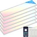 AIKVSXER 6 Pack 1x4 FT LED Flat Panel Light Surface Mount, with Wireless Switch & App Control, Night Mode, 50W 5500LM, 3000K/4000K/6500K, Ultra-Thin LED Light for Office Home,120-277V - White