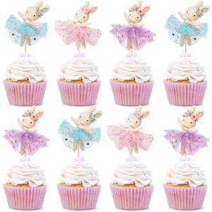 30 PCS Easter Cupcake topper Bunny Cupcake Toppers Easter Egg Cupcake Topper Rabbit Party Cake Topper Decorations (Brown) (Style 4)