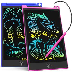 TECJOE 2 Pack LCD Writing Tablet, 10 Inch Colorful Doodle Board Drawing Tablet for Kids, Kids Travel Learning Toys Christmas Birthday Gifts for 3 4 5 6 Year Old Boys and Girls Toddlers (Dark Blue Magenta)