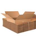 Box USA 24244 Flat Corrugated Cardboard Box 24" L x 24" W x 4" H, Kraft, for Shipping, Packing and Moving (Pack of 10)