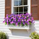 2 x Artificial Impatiens Flowers for Outdoors, 6 Bundles Silk Fake Flowers for Spring Summer Decoration, UV Resistant Faux Plants Plastic Bouquet for Home Planter Porch Patio Yard Decor(Double Purple)