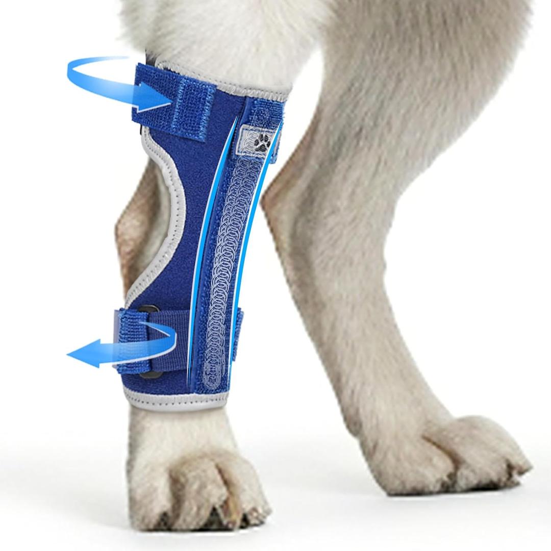Marnonsis Dog Leg Brace Canine Rear Leg Support, Dog Hock Brace Compression Wrap for Sprain Pain Relief, Recovery, Helps with Loss of Stability from Arthritis Blue M