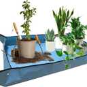 59" x 39" Extra Large Plant Repotting Mat, Foldable Gardening Mat for Indoor, Transplanting Houseplants, Pot Out, Mix Soil and Mess Control, Gardening Gifts for Women Men Plant Lover(Blue)