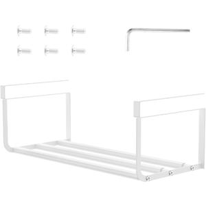 Expandable Hanging Shoe Rack, Retractable Shoe Shelf, Hanging Under Shelf Storing and Organization, Adjustable Cabinet Shelf Holder, Pots and Pans Organizer (White)