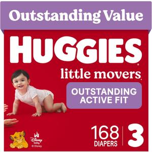 Huggies Little Movers Diapers Size 3, 168 Count (6 Packs of 28)