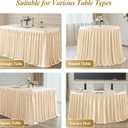 6FT Beige Table Skirt for Rectangle Tables Wrinkle Resistant Polyester Pleated Ruffle Table Skirt for Wedding Banquet Baby Shower Birthday Party Decoration Desk Skirt for Teacher Desk