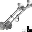 150db Boat Horn Deluxe: 12V Dual Horn Trumpet Upgrade - Polished Stainless Steel Marine Horns with Low & High Tones, Featuring Adjustable Horn SupportUpgraded Pair of Horns