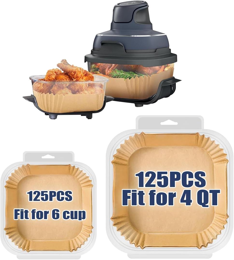 Air Fryer Liners for Ninja Crispi, Airfryer Liners Set of 250PCS for Ninja Crispy Air Fryer Paper Liners, Ninja Crispi Accessories for Ninja Crispi 4-in-1 Portable Glass Air Fryer Cooking System
