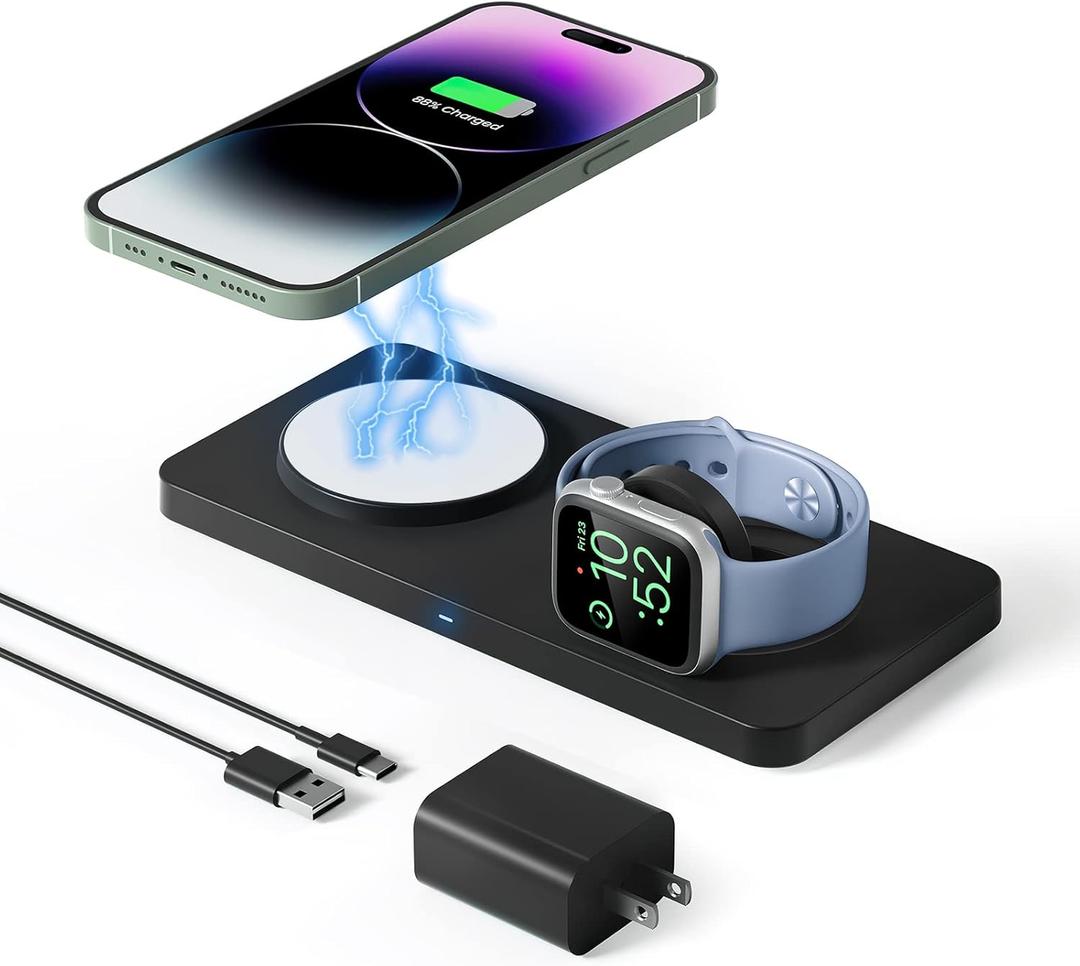 Wireless Charging Stand, GEEKERA 3 in 1 Wireless Charger Dock Station for iPhone 14 Pro Max/14 Pro/14 Plus/13/12/11/X/8 Series, Apple Watch Ultra/SE/8/7/6/5/4/3/2, AirPods Pro/3, Samsung Qi Phones