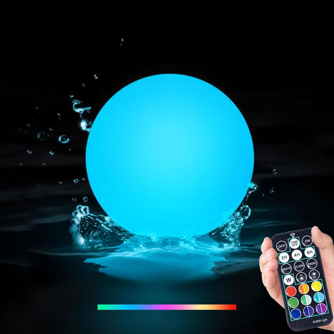 LOFTEK Floating Pool Lights - 6-inch Cordless Ball Light with Remote - 3 Modes & 16 RGB Color Changing Lamp Dimmable - Rechargeable & Hangable & Waterproof Shower Lamp for Party Decor -1 Piece