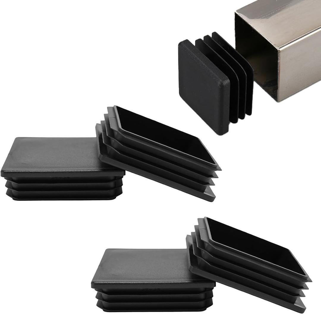 4 PCS 4"x 4" Square Tube End Cap Plastic Plugs, Square Tubing Plug Inserts for Metal Tubing, Fences, Glide Protection from Chair Legs and Furniture, Suitable for 3-5 mm Tube Thickness, Black