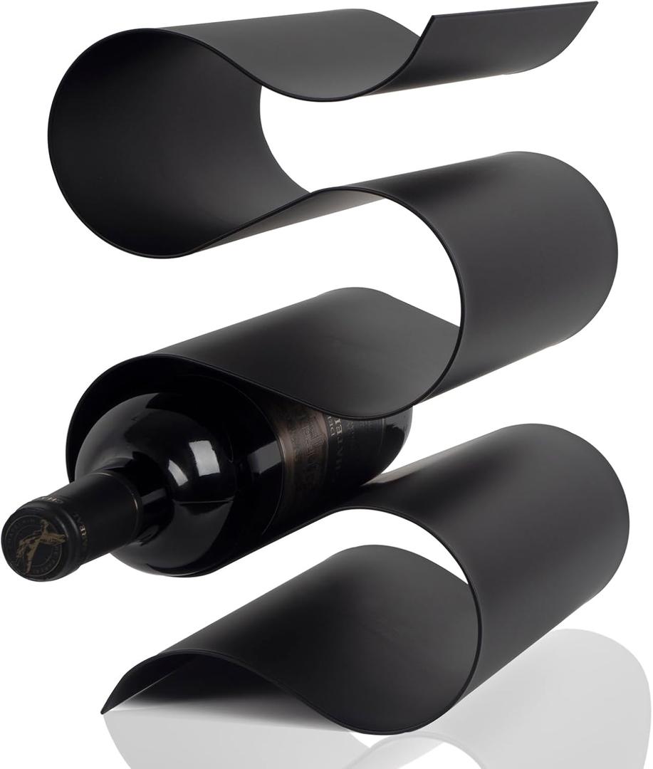 Wine Rack Countertop, Freestanding Creativity Modern Small Wine Holder, Tabletop Wine Stand for Kitchen Wine Bar Inside Cabinet, Pantry Decor-5 Bottle (Black)