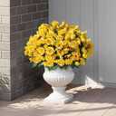 2 x 8 Bundles Artificial Roses for Front Door Outdoor Decor, Realistic Fake Silk Bouquets Flowers Faux UV Resistant Real Looking Rose Plants for Garden Balcony Farmhouse Home Spring Summer Decor (Yellow)