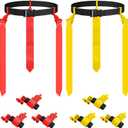 Junkin 6/8/10 Players Flag Football Sets Adjustable Football Belts and Flags for Youths Teens Kids Adults Players Sports Team (Red, Yellow)