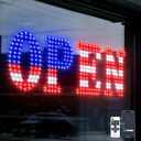 Open Sign for Business, 30"x10" Jumbo Open Sign with Timer and Remote Control, Dynamic Light Modes Led Signs for Storefront Window Bar Salon Cafes Retail Shops US Flag (White Red Blue)