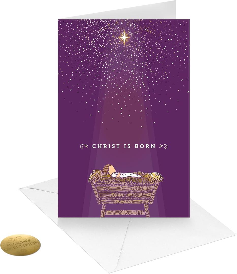 easykart labels Religious Christmas Boxed Cards (12 Christmas Cards and 12 Envelopes) 6.75 x 4.5 Inch with Seal Stickers