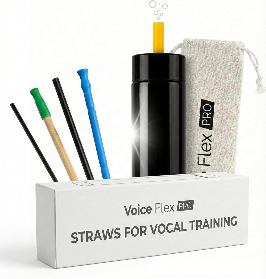 Straws for Voice Training - Multi-Size Vocal Trainer for Singing with Bubbling Water Cup - SOVT Breathing Exercise Tool to Expand Range & Reduce Strain - Professional Vocal Kit