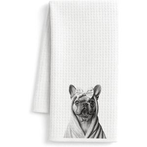 French Bulldog Gifts Bathroom Hand Towels, Frenchie Gifts for Women Men Dog Lovers Decorative Hand Towels for Bathroom Washroom, Funny Dog Kitchen Dish Tea Towels, 16x24 Inch