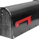 Black Galvanized Steel Post-Mount Mailbox, L19in. W x 6.7 in. H x8.7 in, Large Mailbox,Mailboxes for Outside Post Mount