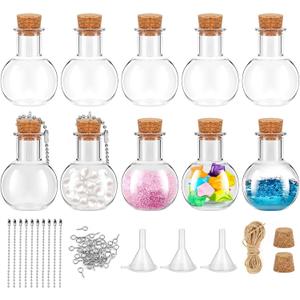 10 Packs Mini Plastic Bottles with Corks Clear Small Plastic Bottles for Birthday Baby Shower Wedding DIY Crafts Party Christmas Halloween Decoration Present