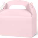 DjinnGlory 36 Pack Pink Party Favor Treat Boxes with Handle for Baby Shower, Birthday, Bridal Shower, Wedding All Occasion, Small Gable Boxes for Small Business 6.18 x 3.58 x 3.38 Inches